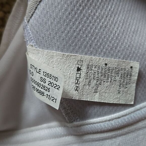 Under Armour UA Sports Bra White Gray Size 34A 34a Small Zip Front Logo Gym Yoga - Picture 9 of 16